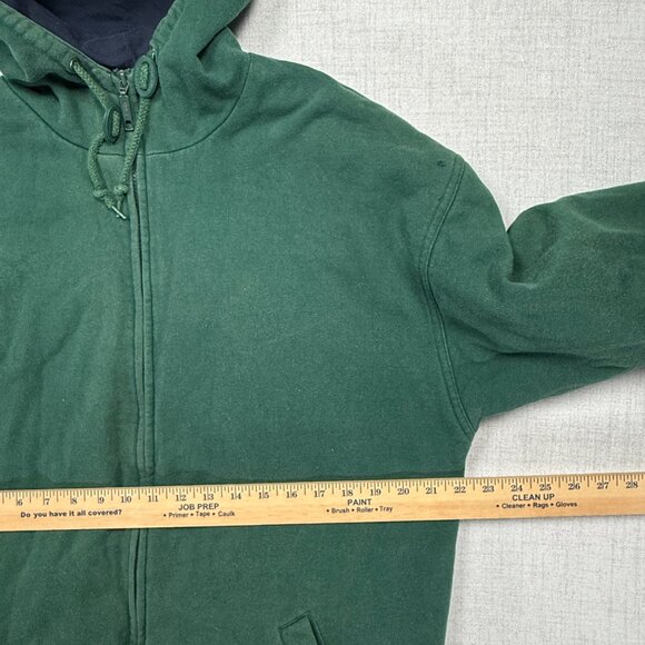 Vintage Eddie Bauer Hoodie Full Zip Green Cotton Blend Heavyweight Size Tall M - Picture 9 of 15
